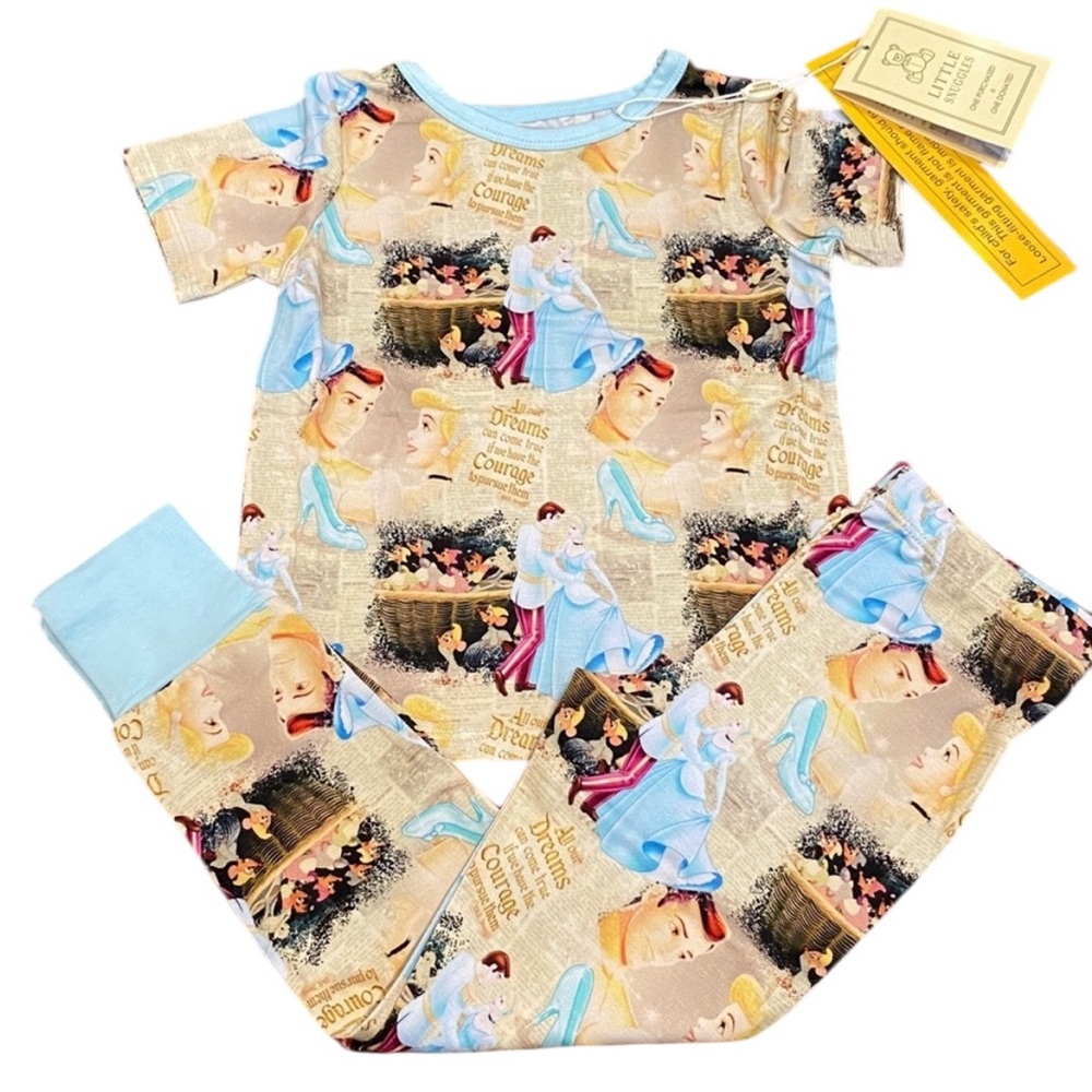 NEW Little Snuggles Bamboo Cinderella Short Sleeve Pajama Set 2T Prince Charming